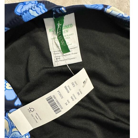 J.Crew One-Piece Swimsuit Women's Plus 24 Blue Floral Ruched One-Shoulder NWT - Picture 4 of 6